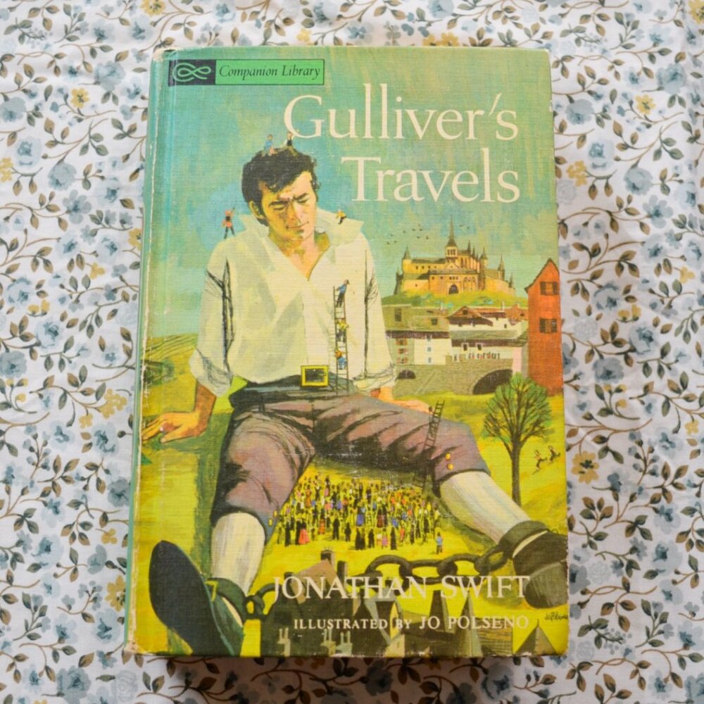 2 in 1 Treasure Island by Stevenson Gulliver's Travels by Swift Vintage Book